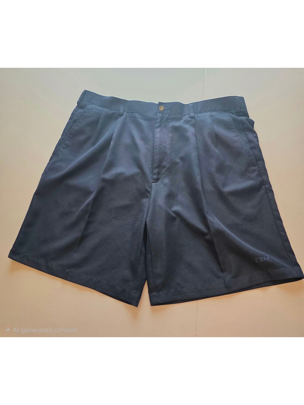PING Men's Navy Blue Golf Shorts, Waist 40 Inch, 100% Polyester